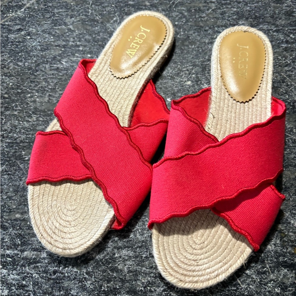 J. Crew Vibrant Red Espadrille Sandals